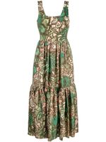 La DoubleJ robe mi-longue Capri à fleurs - Vert