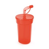 10x Afsluitbare drinkbeker rood 400 ml met rietje