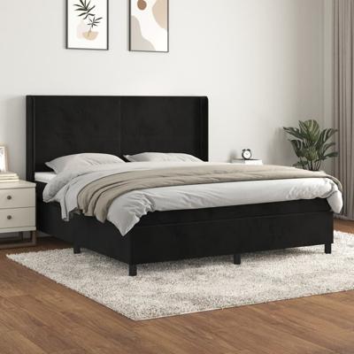 Boxspring met matras fluweel zwart 180x200 cm