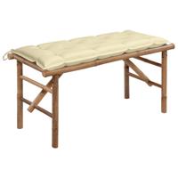 Tuinbank inklapbaar met kussen 118 cm bamboe