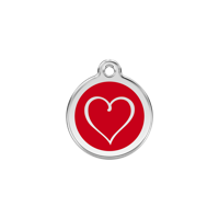 Tribal Heart Red roestvrijstalen hondenpenning small/klein dia. 2 cm - Reddingo