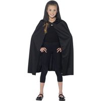 Zwarte cape met capuchon voor kinderen - thumbnail
