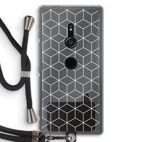 Zwart-witte kubussen: Sony Xperia XZ2 Transparant Hoesje met koord