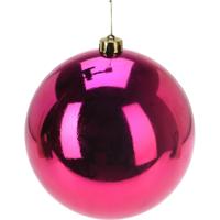 Grote decoratie kerstbal - fuchsia roze - 18 cm - kunststof - glimmend - kerstversiering Grote decoratie kerstbal - fuchsia roze - 18 cm - kunststof - glimmend - kerstversiering