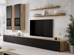 Tv-meubel set BABEL 5 deuren eik artisan/zwart zonder led zonder salontafel