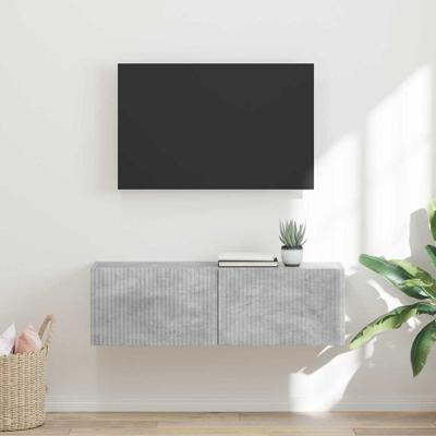 TV Wandkast Wandgemonteerd Beton 60 x 31 x 29.5 cm Bewerkt hout
