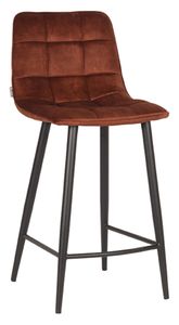 LABEL51 Barkruk 'Jelt' Velvet, kleur Roest (zithoogte 65cm)