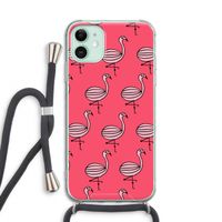 Flamingo: iPhone 11 Transparant Hoesje met koord