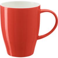 Koffie mokken/bekers Paris - 1x - porselein - met oor - rood - 350 ml - stijlvolle vorm