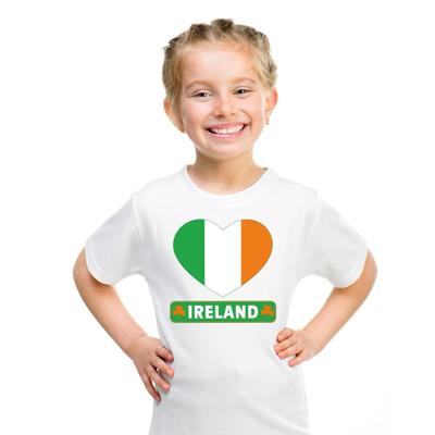 Ierland Supporters t-shirt - kinderen - hartjes vlag - wit - korte mouwen - sport - kleding Ierland Supporters t-shirt - kinderen - hartjes vlag - wit - korte mouwen - sport - kleding