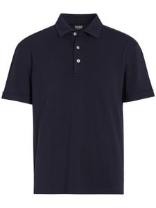 Zegna polo en laine à manches courtes - Bleu