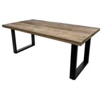 Rechthoekige eettafel Melbourne - 180x90x77 - Naturel/zwart - Mangohout/metaal