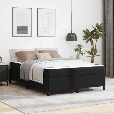 Bedframe met matras met matras Zwart 140 x 190 cm Kunstleer