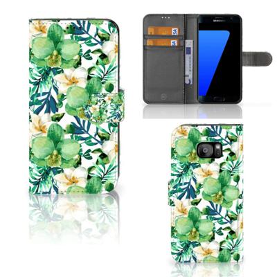 Samsung Galaxy S7 Edge Hoesje Orchidee Groen