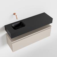Toiletmeubel Mondiaz Andor | 100 cm | Meubelkleur Linen | Lex vrijhangend wastafel Urban Links | Zonder kraangat