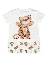 Dolce & Gabbana Kids barboteuse à imprimé léopard - Blanc