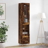 Hoge kast 34,5x34x180 cm bewerkt hout gerookt eikenkleurig