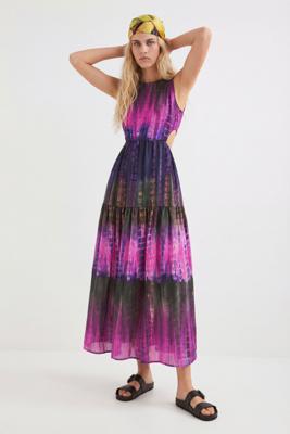 Jurk met cut-out en tie-dye - RED - L