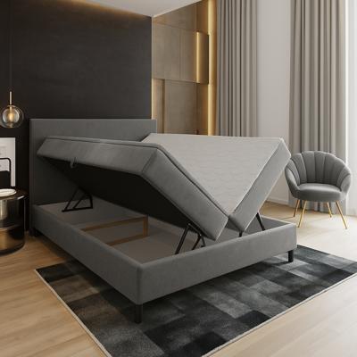 OP=OP Opberg Boxspring Basic 160 x 200 Velvet Grijs - Extra hoog