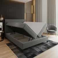 OP=OP Opberg Boxspring Basic 160 x 200 Velvet Grijs - Extra hoog
