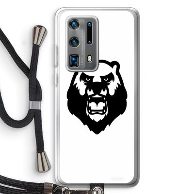 Angry Bear (white): Huawei P40 Pro Plus Transparant Hoesje met koord