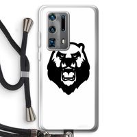 Angry Bear (white): Huawei P40 Pro Plus Transparant Hoesje met koord