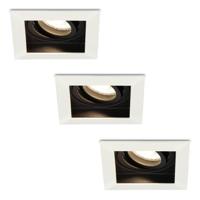 Set van 3 Durham vierkante LED inbouwspots - 5 Watt 400 lumen - 4000K neutraal wit - GU10 - Dimbaar Kantelbaar - Voor binnen - Wit