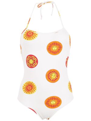 Amir Slama maillot de bain à imprimé soleil - Blanc