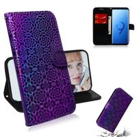 Voor Galaxy S9 effen kleur kleurrijke magnetische Buckle horizontale Flip PU lederen draagtas met houder & kaartsleuven & portemonnee & Lanyard (paars