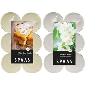 Candles by Spaas geurkaarsen - 24x stuks in 2 geuren Jasmin en Vanille