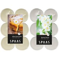 Candles by Spaas geurkaarsen - 24x stuks in 2 geuren Jasmin en Vanille - thumbnail