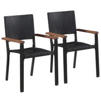 Tuinstoelen 2 st poly rattan zwart