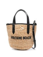 Zadig&Voltaire sac de plage en raphia à logo brodé - Tons neutres - thumbnail