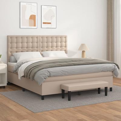 Boxspring met matras kunstleer cappuccinokleurig 160x200 cm