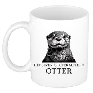 Cadeau mok voor de familie Otter - het leven is beter met - wit - keramiek - 300 ml
