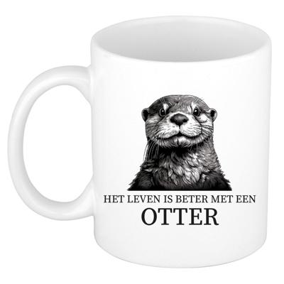 Cadeau mok voor de familie Otter - het leven is beter met - wit - keramiek - 300 ml