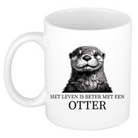 Cadeau mok voor de familie Otter - het leven is beter met - wit - keramiek - 300 ml