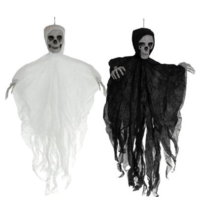 Horror/halloween decoratie skelet/geraamte pop - set van 2 - geest/spook - hangend - 70 cm