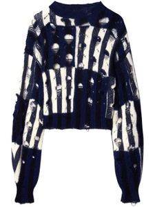 Off-White pull Shibori à effet usé - Bleu