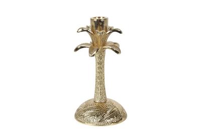 Metalen Kandelaar Palm Goudkleurig maat M 26 cm hoog