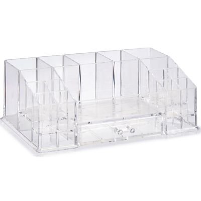 Make-up organizer/opberger 16-vaks met lade 28 x 17 cm van kunststof