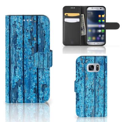 Samsung Galaxy S7 | Book Style Case | Wood Blue