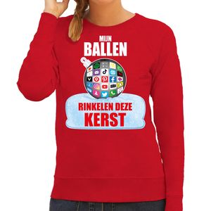 Rinkelende Kerstbal sweater / foute Kersttrui Mijn ballen rinkelen deze Kerst rood voor dames