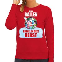 Rinkelende Kerstbal sweater / foute Kersttrui Mijn ballen rinkelen deze Kerst rood voor dames - thumbnail