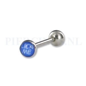 Tongpiercing logo Lick me 6 mm bal