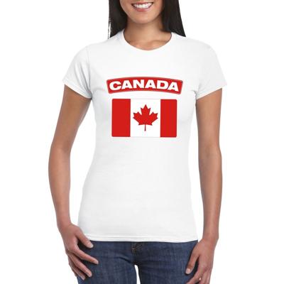 T-shirt met Canadese vlag - wit - voor dames - supporters - canada