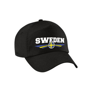 Zweden / Sweden landen pet / baseball cap zwart kinderen