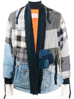 Greg Lauren veste bomber à design patchwork - Bleu - thumbnail