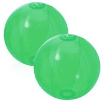 Opblaasbare strandbal plastic - 2x stuks - transparant groen - D28 cm - Strand buiten zwembad speelg