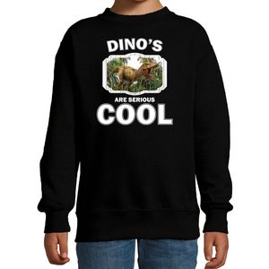 Sweater dinosaurs are serious cool zwart kinderen - dinosaurussen/ brullende t-rex dinosaurus trui